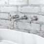 Wall Mounted Chrome Double Lever Basin Mixer Tap - Camden