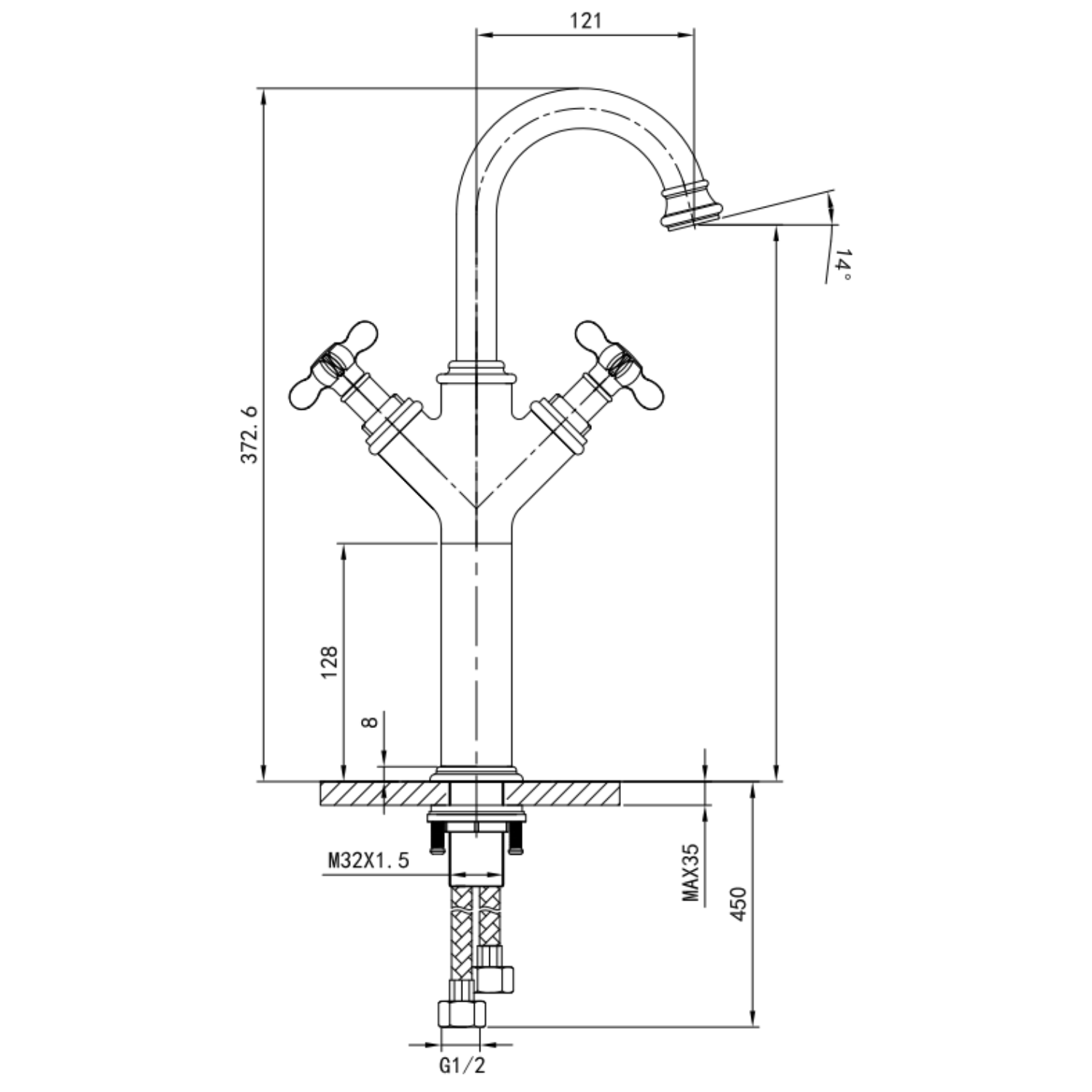Milano Elizabeth - Traditional Single Lever Mono Basin Mixer Tap - Chrome and White Milano Elizabeth - Traditional Single Lever Mono Basin Mixer Tap - Chrome and White
