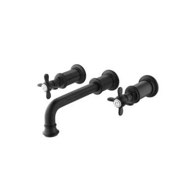 Grade A1 Matt Black Wall Mounted Basin Mixer Tap Camden Better Bathrooms - Traditional Black Bathroom Sink Tap Grade A1 Matt Black Wall Mounted Basin Mixer Tap Camden Better Bathrooms - Traditional Black Bathroom Sink Tap