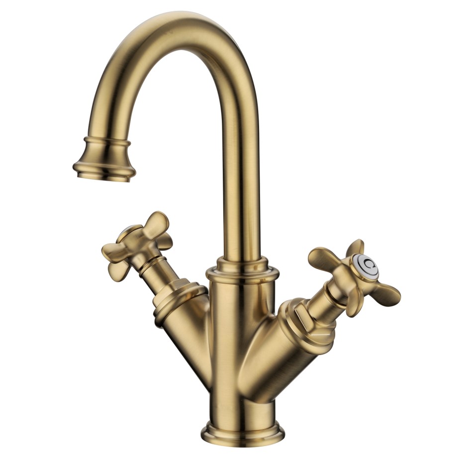 Brushed Brass Dual Lever Basin Mixer Tap Camden Better Bathrooms