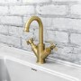 GRADE A2 - Brass Double Lever Basin Mixer Tap - Camden