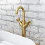 Tall Brass Double Lever Basin Mixer Tap - Camden