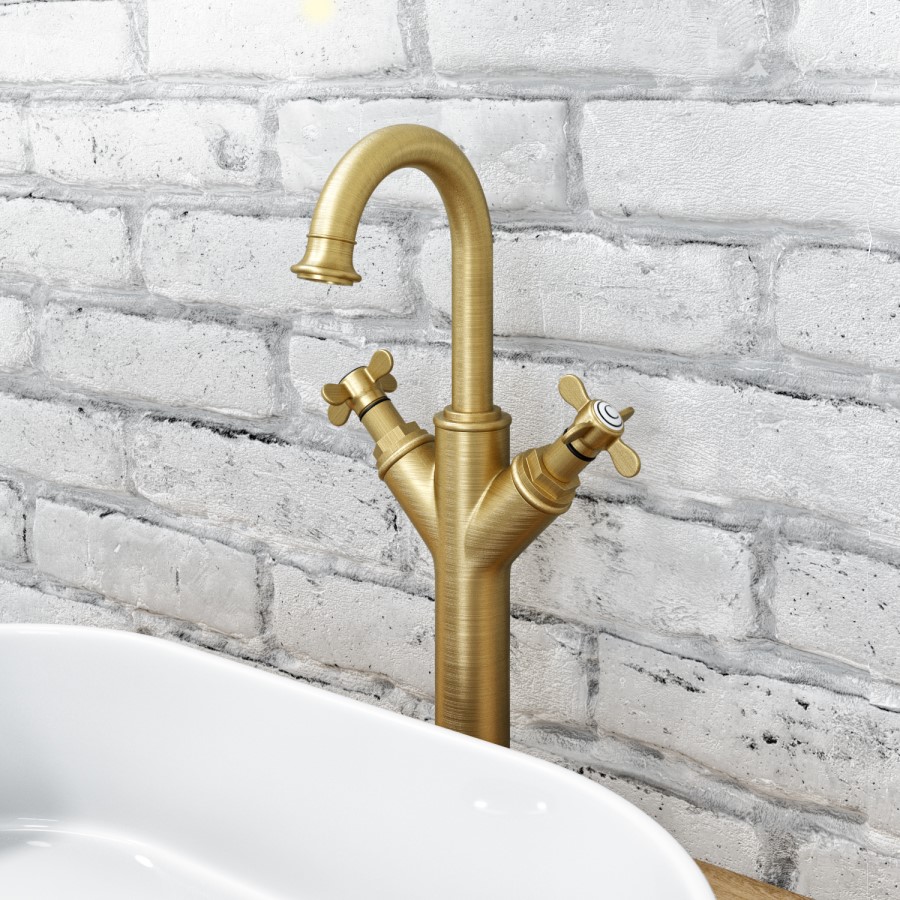 ONLY OPENED - Camden Double-handle extended basin mixer - Brushed Brass