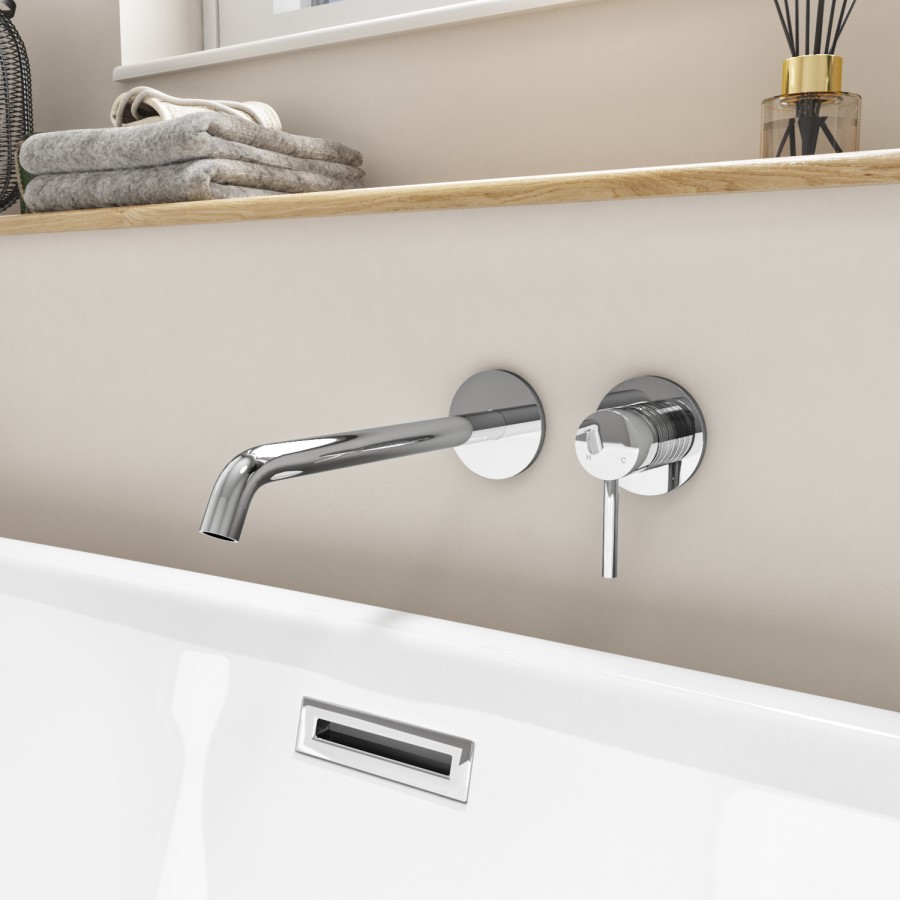 Chrome Wall Mounted Bath Mixer Tap - Empire
