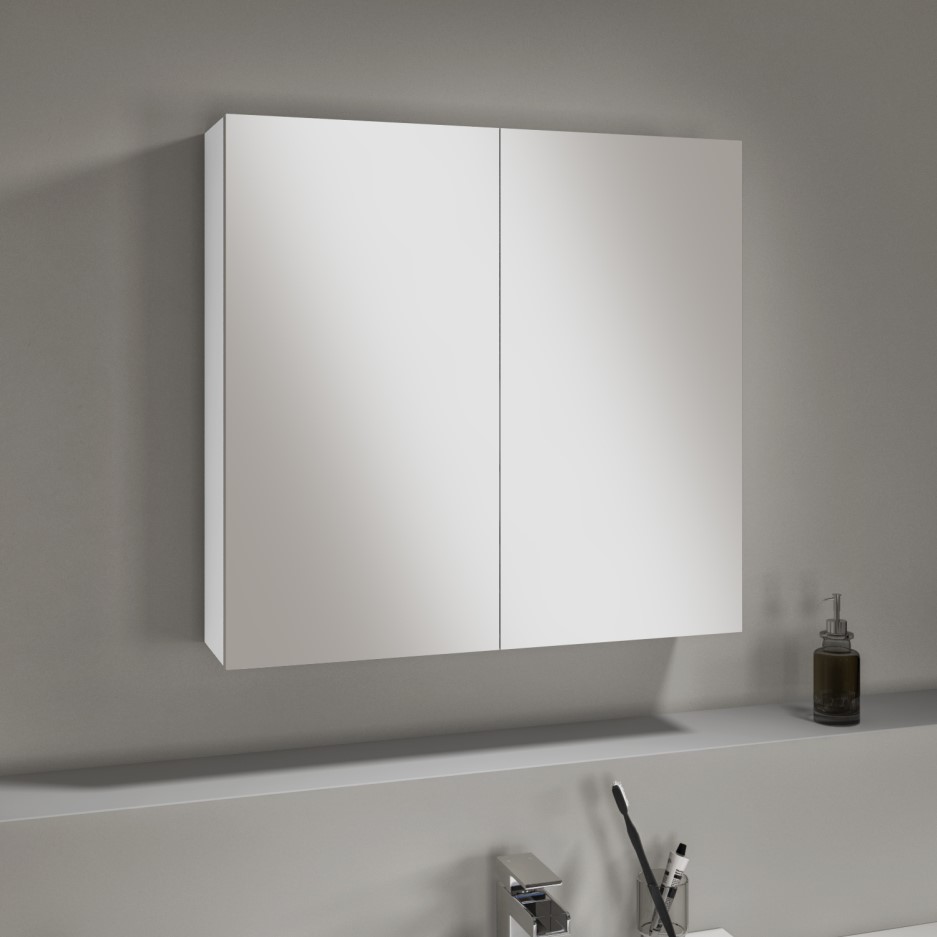 667mm Wall Hung Mirrored Bathroom White Gloss Harper Better
