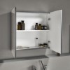GRADE A2 - 667mm Wall Hung Mirrored Bathroom Cabinet Grey Lacquered - Harper 