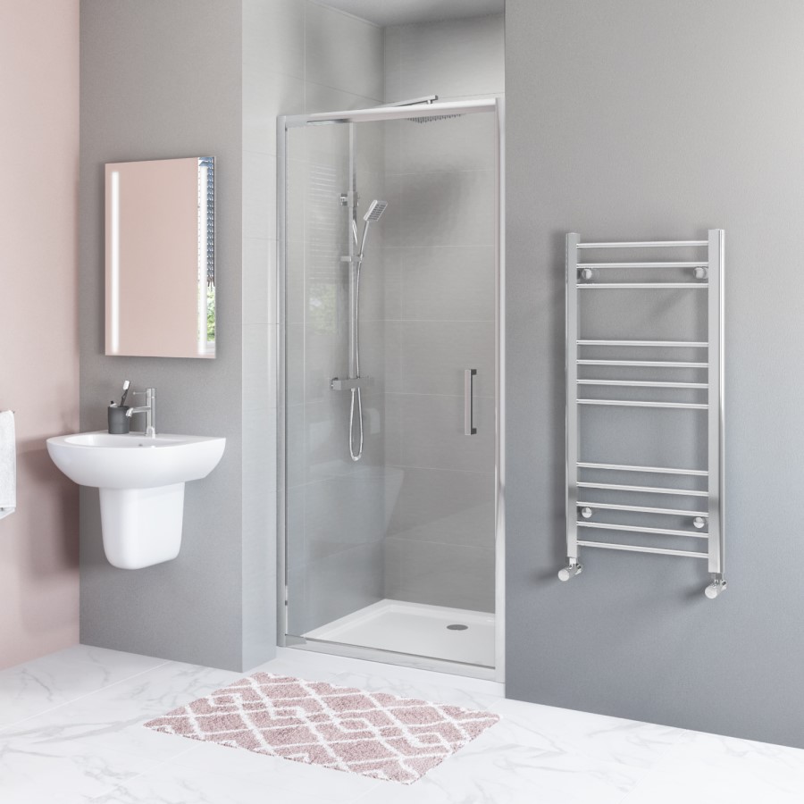 GRADE A1 - Hinged Shower Door 760mm 6mm Glass - Juno Range