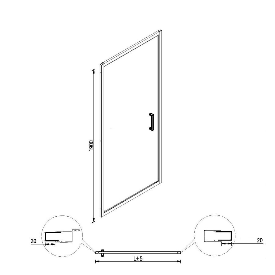 GRADE A1 - Hinged Shower Door 760mm 6mm Glass - Juno Range