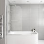 GRADE A1 - Saturn Hinged 1450mm 6mm Chrome Bath Screen with Towel Rail