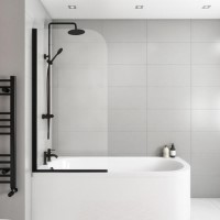 Black Framed Shower Bath Screen 1450mm - Saturn Black Framed Shower Bath Screen 1450mm - Saturn