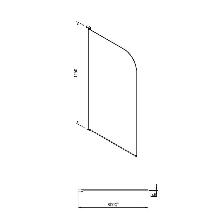 Black Framed Shower Bath Screen 1450mm - Saturn