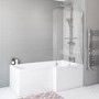 GRADE A1 - Pluto L Shape Chrome Bath Screen with Towel Rail 1450mm