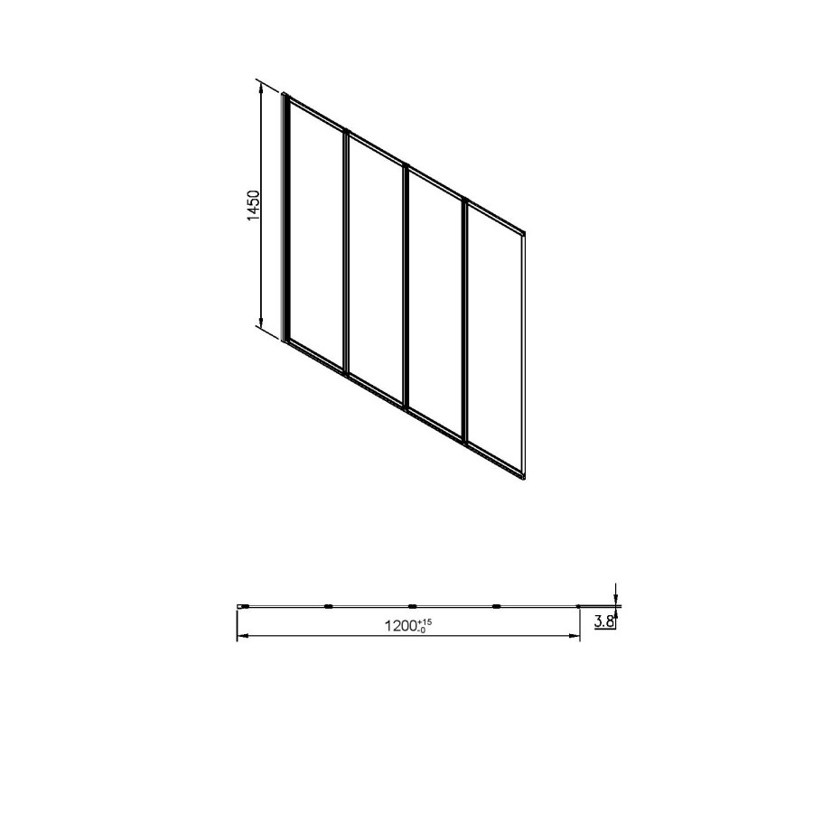 Folding Shower Bath Screen 1450mm - Iris