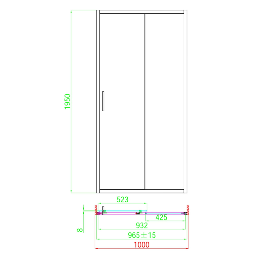 ONLY OPENED - 1000mm Sliding Shower Door - Pavo