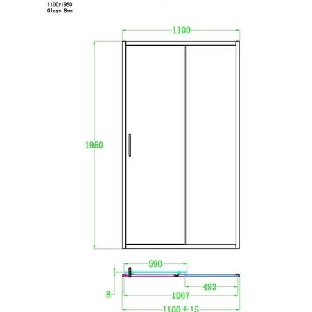GRADE A1 - Chrome Sliding Shower Door 1100 - Pavo 
