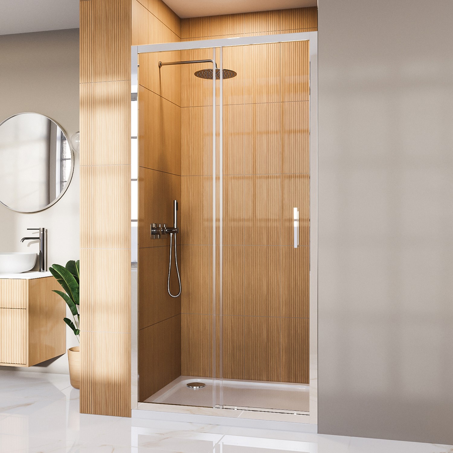 Pavo Chrome 1200Mm Sliding Door Shower Enclosure 8Mm Glass