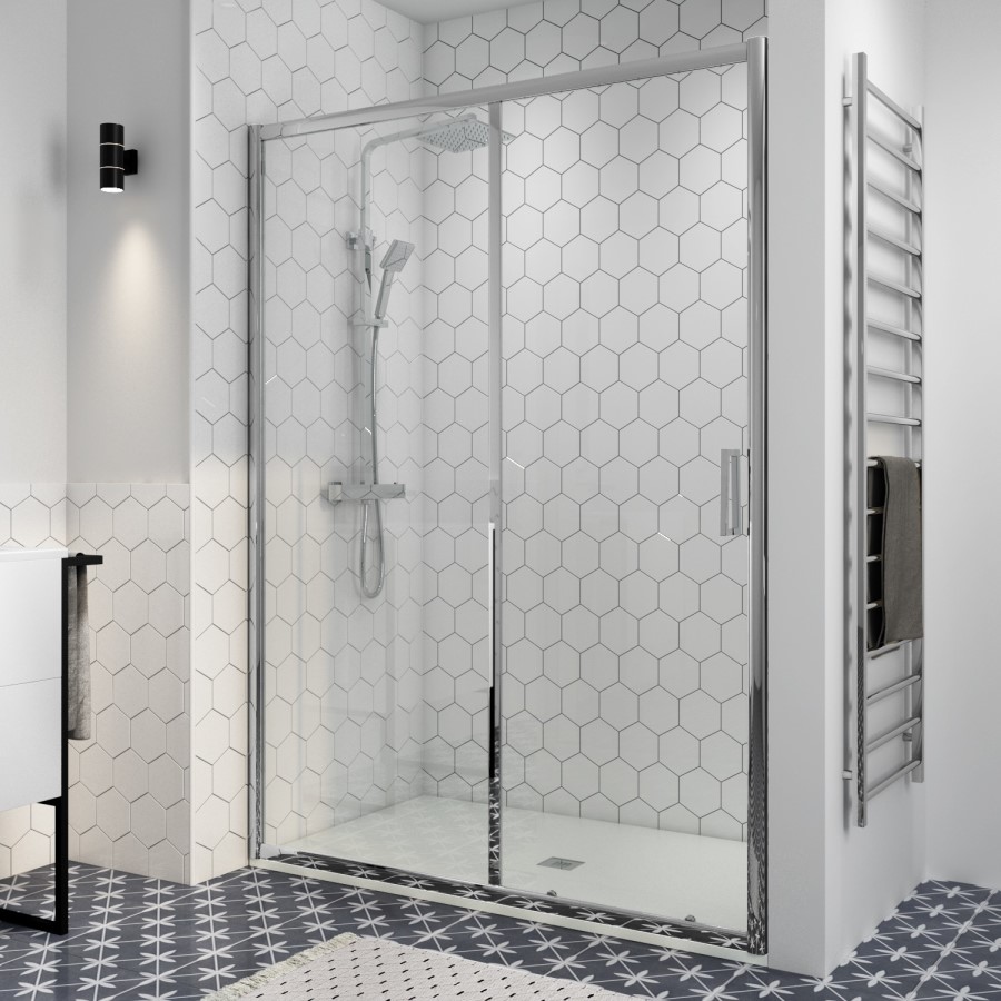 GRADE A1 - Sliding Shower Door 1200 8mm Glass - Pavo