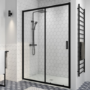 GRADE A2 - Black 1000mm Sliding Shower Door 8mm Glass - Pavo