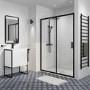 GRADE A2 - Black 1000mm Sliding Shower Door 8mm Glass - Pavo