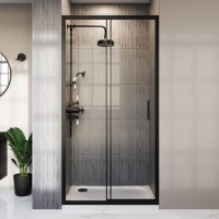 1400mm Black Sliding Shower Door 8mm Glass - Pavo