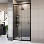 ONLY OPENED - Black Sliding Shower Door 1200mm 8mm Glass - Pavo