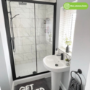 ONLY OPENED - Black Sliding Shower Door 1200mm 8mm Glass - Pavo