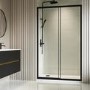 ONLY OPENED - Black Sliding Shower Door 1200mm 8mm Glass - Pavo
