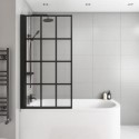 BeBa_26078 Black Grid Left Hand Shower Bath Screen 1500 x 800mm - Nova