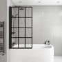 Black Grid Left Hand Shower Bath Screen 1500 x 800mm - Nova