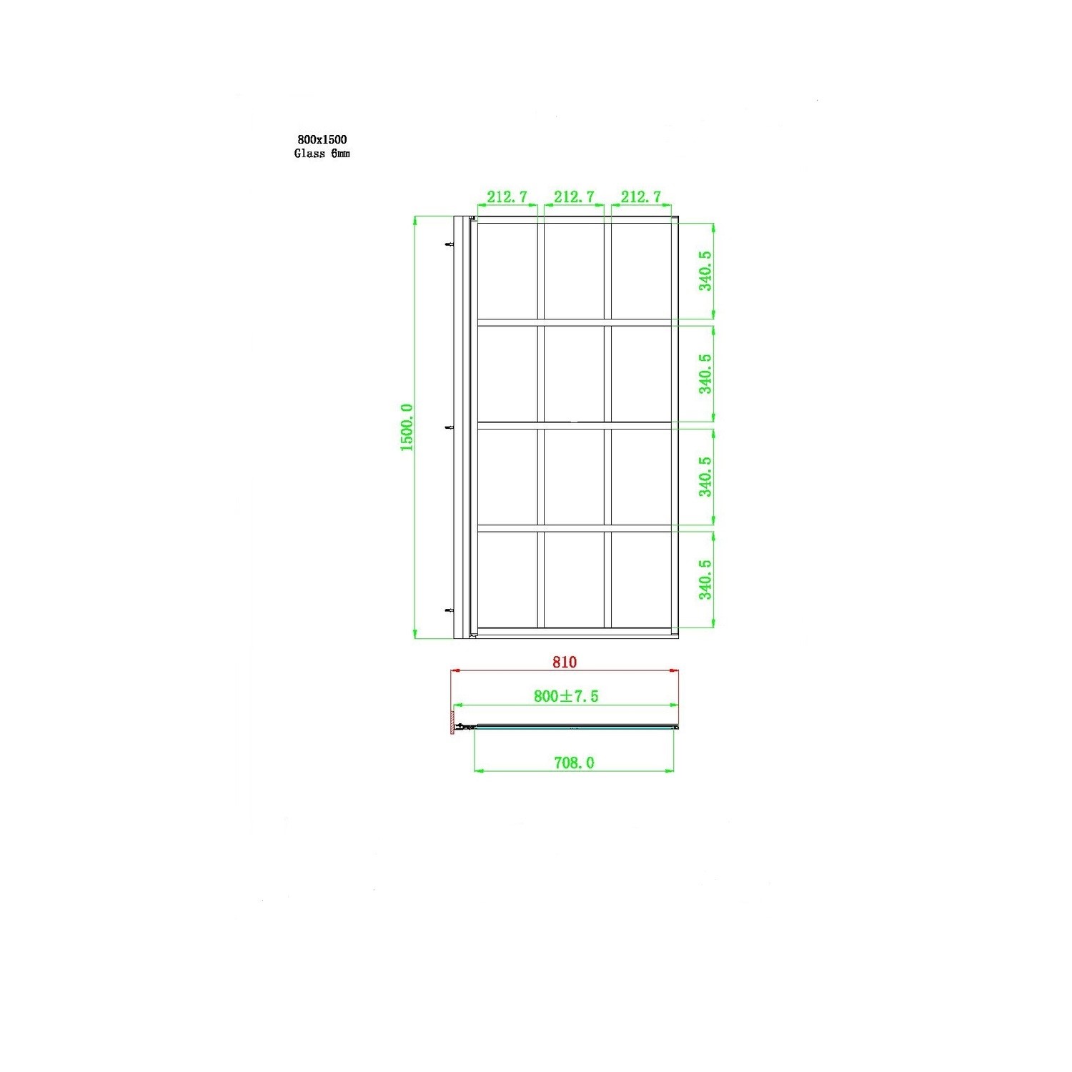 GRADE A1 Nova Grid 800mm 8mm Bath Screen Black Left Better Bathrooms