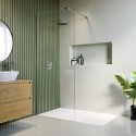 A1/BeBa_26083 ONLY OPENED - Wetroom Panel 1200mm Chrome 8mm Glass - Corvus Range
