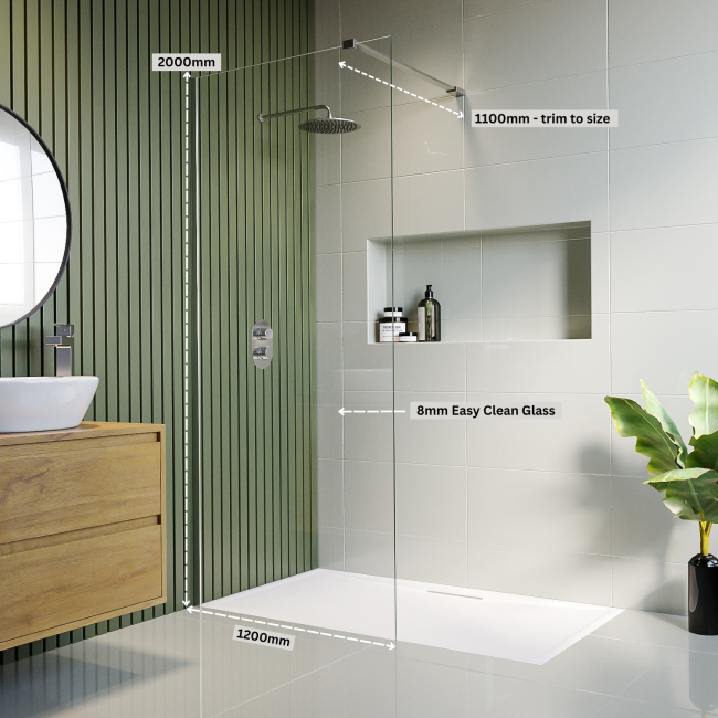 1200mm Frameless Wet Room Shower Screen - Corvus