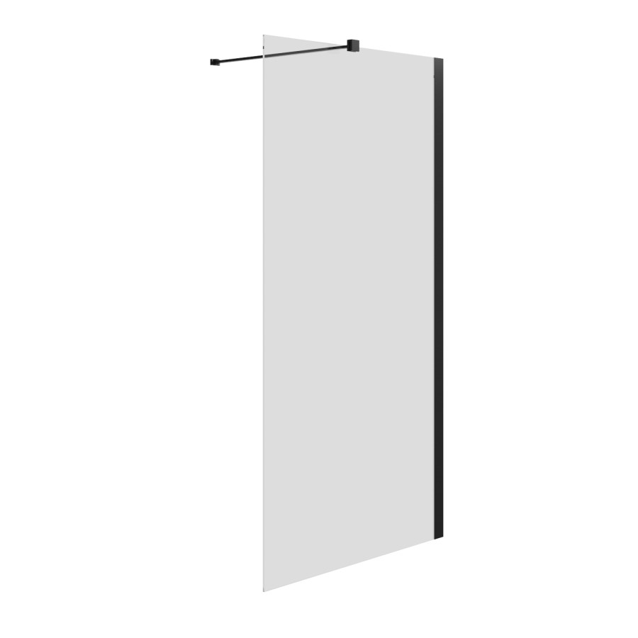 GRADE A1 - Matt Black Wetroom Panel 800 8mm Glass - Corvus Range