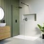 GRADE A1 - Wet Room Shower Screen with Wall Support Bar 900mm - Corvus Matt Black 