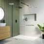 GRADE A1 - Wet Room Shower Screen with Wall Support Bar 900mm - Corvus Matt Black 