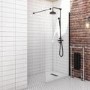 GRADE A1 - Wet Room Shower Screen with Wall Support Bar 900mm - Corvus Matt Black 