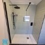 GRADE A1 - Wet Room Shower Screen with Wall Support Bar 900mm - Corvus Matt Black 