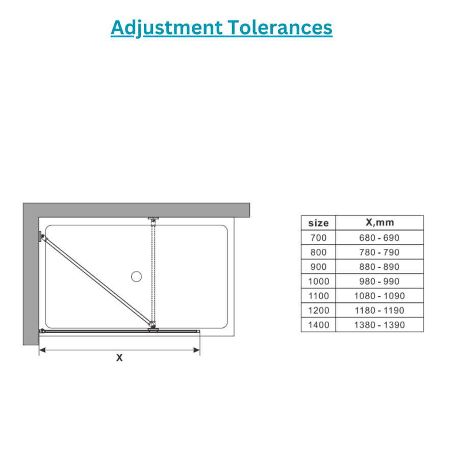 1000mm Black Framed Wet Room Shower Screen - Zolla