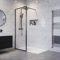 1100mm Black Framed Wet Room Shower Screen - Zolla