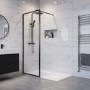 1100mm Black Framed Wet Room Shower Screen - Zolla