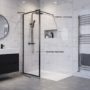 1100mm Black Framed Wet Room Shower Screen - Zolla