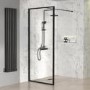 GRADE A2 - Black 1200 Framed Wet Room Shower Screen with Wall Support Bar - Zolla