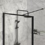 GRADE A2 - Black 1200 Framed Wet Room Shower Screen with Wall Support Bar - Zolla