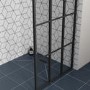 Grade A1 - 800mm Matt Black Grid Wetroom Screen with 300mm Return Panel - 8mm Glass - Nova