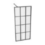 Grade A1 - 800mm Matt Black Grid Wetroom Screen with 300mm Return Panel - 8mm Glass - Nova