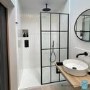 900mm Black Grid Framework Wet Room Shower Screen - Nova