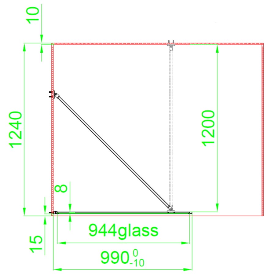 GRADE A2 - Black 1000 Grid Wet Room Shower Screen with Wall Support Bar  - Nova