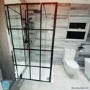 GRADE A2 - Black 1000 Grid Wet Room Shower Screen with Wall Support Bar  - Nova
