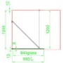 GRADE A2 - Black 1000 Grid Wet Room Shower Screen with Wall Support Bar  - Nova