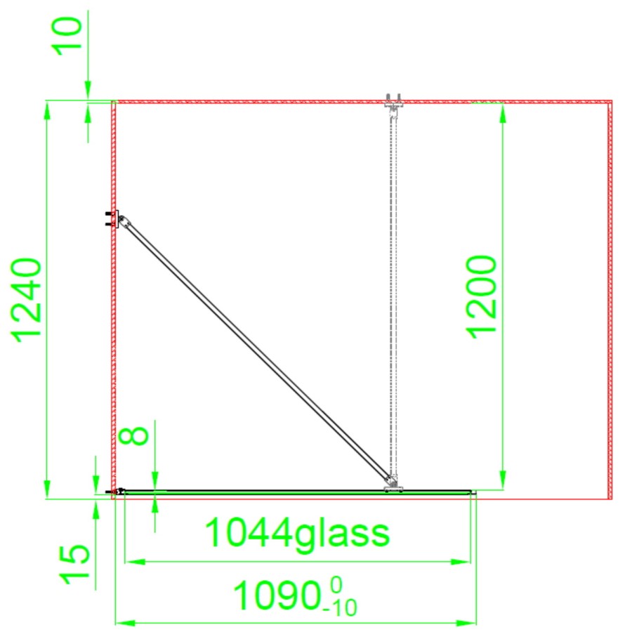 GRADE A1 - Black 1100mm Grid Wet Room Shower Screen with Wall Support Bar - Nova